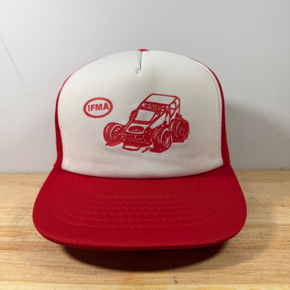 IFMA Sprint Car Trucker Hat OSFA Red Vintage 80s Racing Cap GT Lanning